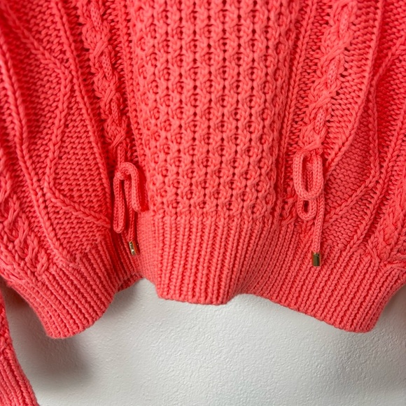 Ralph Lauren Black Label Cable Knit Sweater Coral Women’s Sz Medium 100% Cotton - Picture 2 of 6